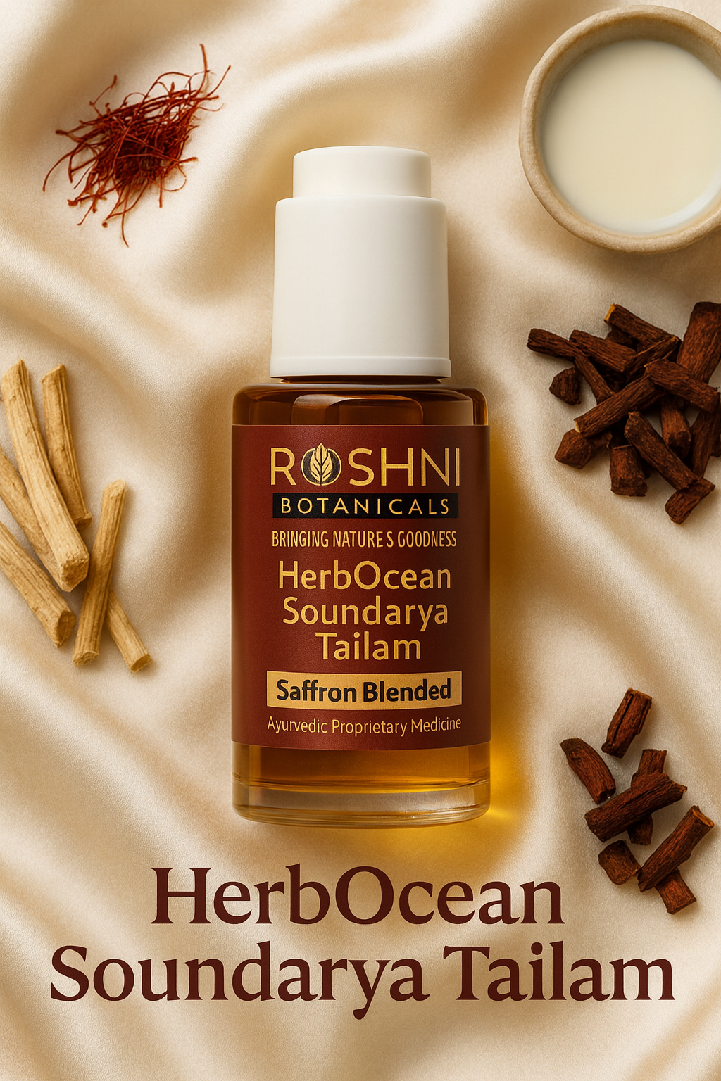 HerbOcean Soundarya Tailam: Ayurvedic Face Serum for Glowing Skin and Anti-Aging